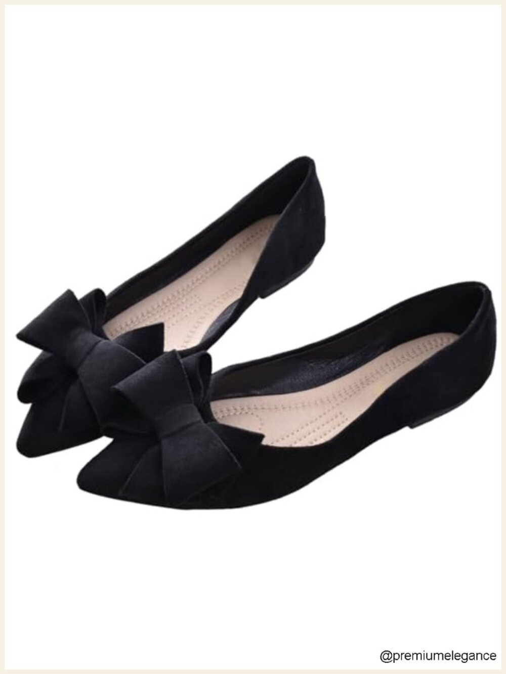 Women's Bowknot Ballet Flats Suede Pointed Toe Slip-On